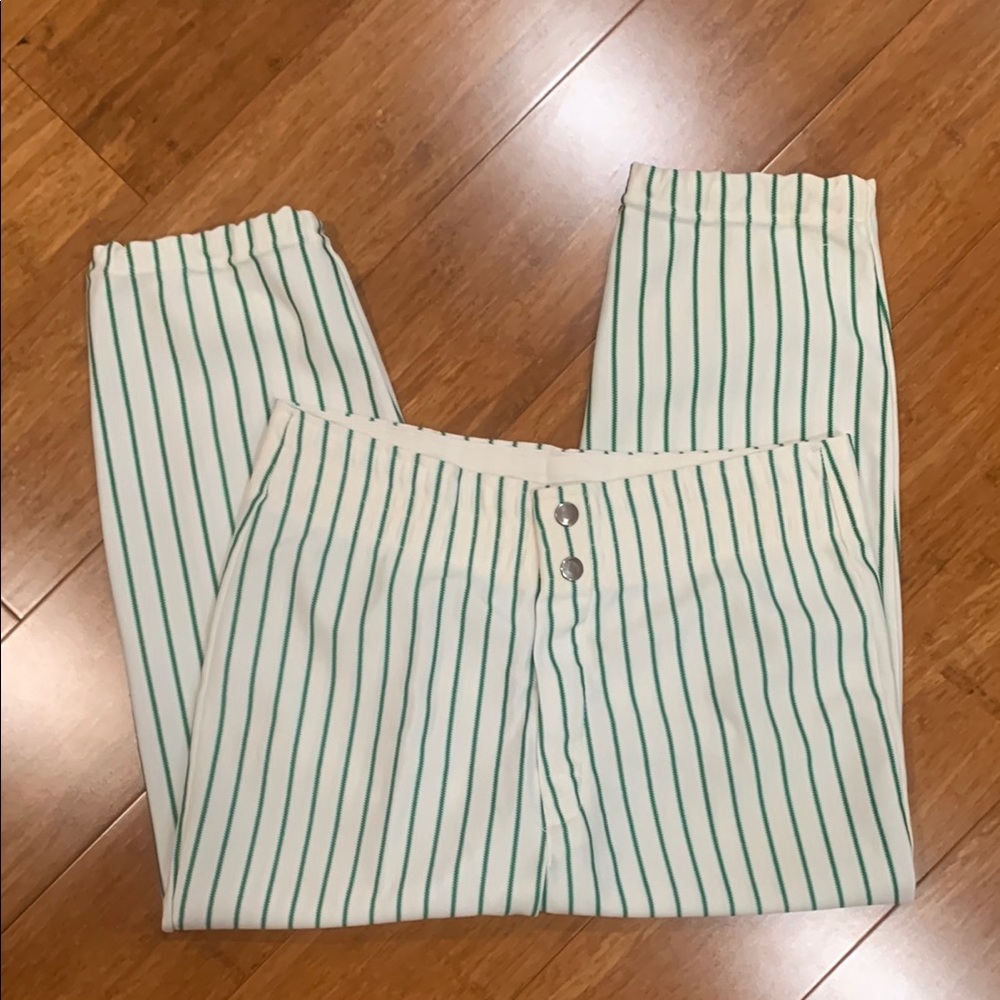 Vintage green and white striped baseball pants size small